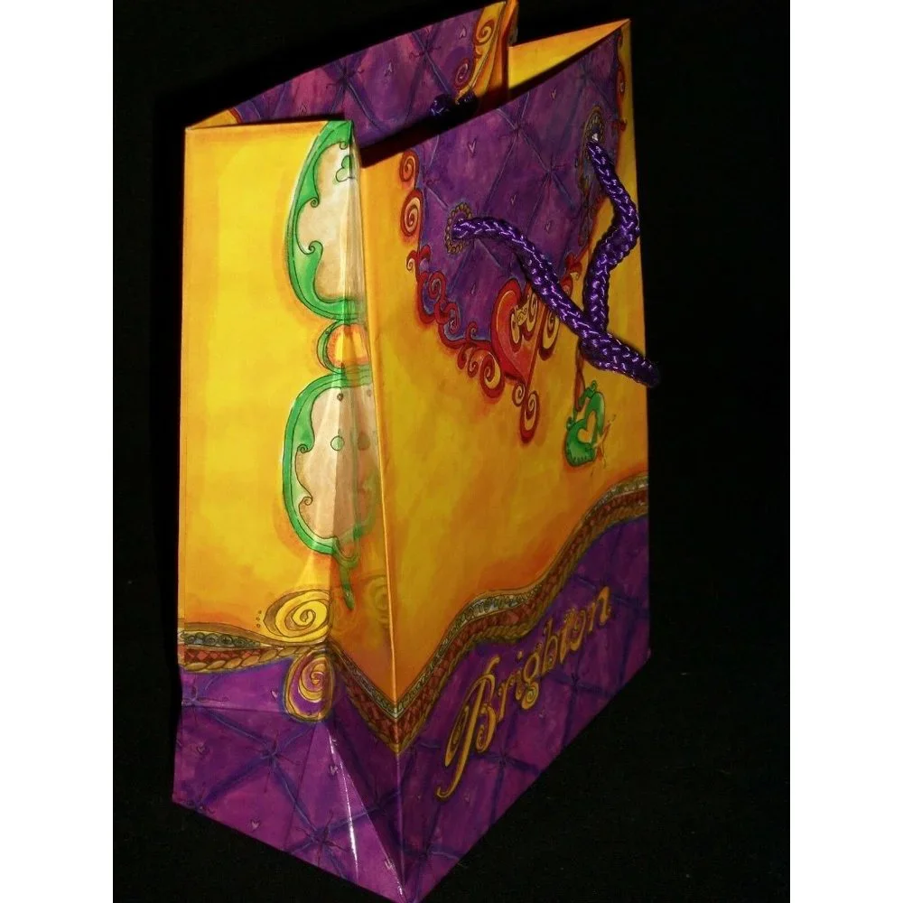 Brighton Gift Bag Purple Yellow Shopping Set 2